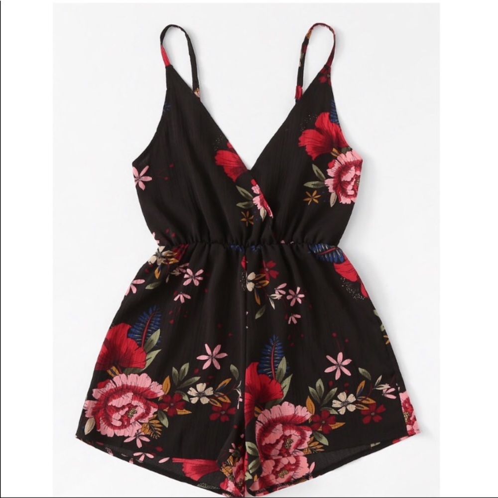 🌸HOST PICK!!🌸 Black Floral Romper - Picture 2 of 3
